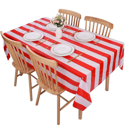Kesfey Red Striped Tablecloth Carnival Vertical Stripe Table Cover 3 Packs