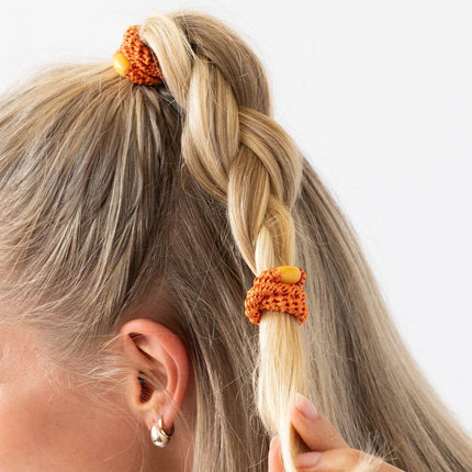 L. Erickson Hair Ties for Thick Hair, Grab & Go Ponytail Holders, 8 Pack, Orange, Thick No-Crease Bands with Strong Hold, Damage-Free Design, Bold Citrus Pop