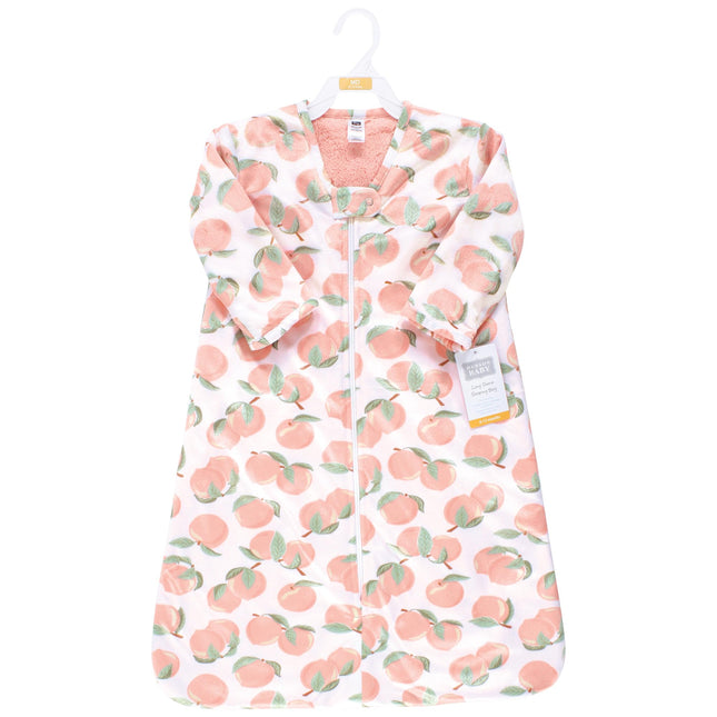 Saco de dormir de felpa de piel sintética de manga larga unisex de Hudson Baby, manta ponible, melocotón, 18-24 meses
