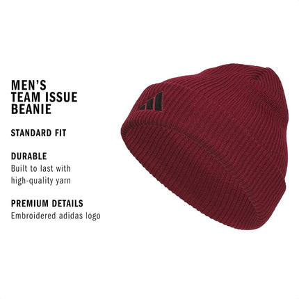 adidas Men's Team Issue Fold Beanie Hat, Collegiate Burgundy/Black/2.0, One Size