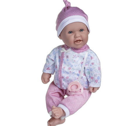 JC Toys - La Baby Doll 40 cm Has Soft and Washable Body, Magic Bottle and Pacifier, Pink, Floral, Designed in Spain, 12 Months