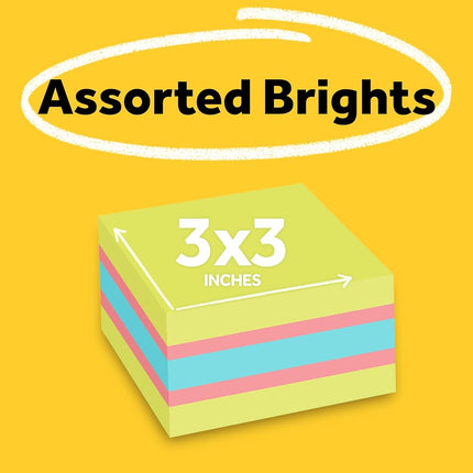 Post-it Super Sticky Notes Cube, 3 in x 3 in, Bright Colors, 1 Cube/Pack, 360 Sheets/Cube (2027-SSGFA)