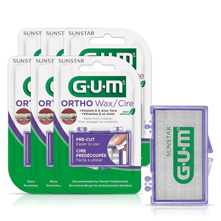 Cera de ortodoncia GUM - 10070942007242, menta con vitamina E y aloe vera (paquete de 6)