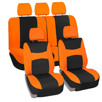 FH Group Automotive Seat Covers Orange Universal Fit Bucket and Bench Cover fits most Cars, SUVs, and Trucks (Full Set Airbag Compatible with Split Bench) FB030ORANGE115