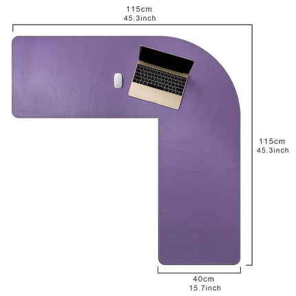 Mydours L-Shape Desk Mat, 115x115x40cm Extra Large PU Leather Desk Pad Blotter, XXL Large Waterproof Gaming Mouse Pad, Desktop Protector for Computer Keyboard Home Office (Purple)