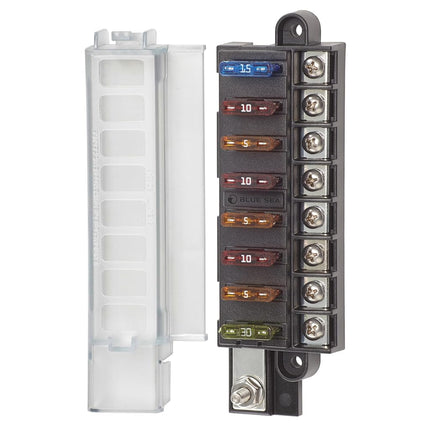 Bloc de fusibles à lame Blue Sea Systems 5046 ST compact 8 circuits avec couvercle