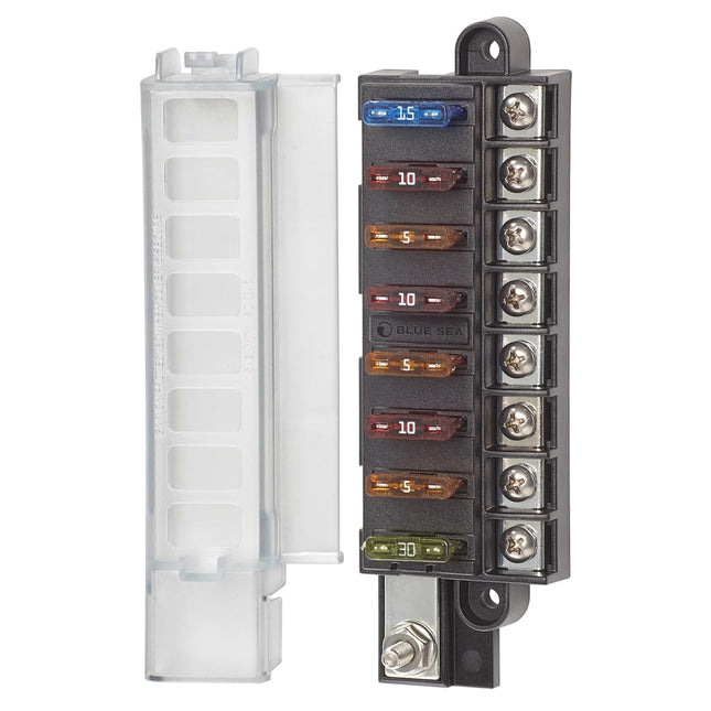 Blue Sea Systems 5046 ST Blade Fuse Block Compact 8 Circuit with Cover