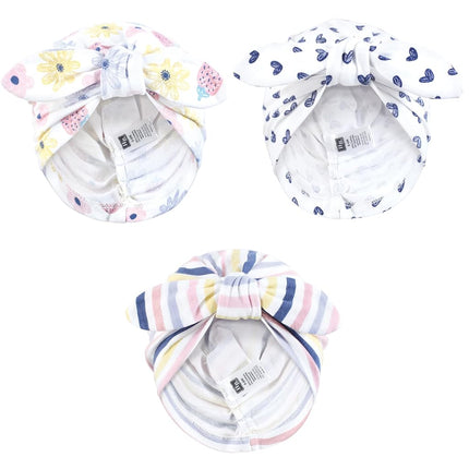 Hudson Baby Infant Girls Turban Cotton Headwraps, 0-24 Months, Flowers and Strawberries, 0-24 Months