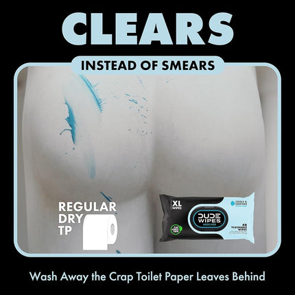 DUDE Wipes Medicated Flushable Wipes, Fragrance Free Wet Wipes with Witch Hazel, Vitamin E & Aloe, 48 Count