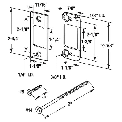 Prime-Line Products E 2483 Deadbolt Strike, Satin Nickel, 2-Piece