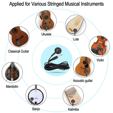 MUZTOP Guitar Pickup with Volume Control, Piezo Pickup Contact Microphone Transducer Pickup for Acoustic Guitar, Violin, Mandolin, ukulele, Banjo, Cello, Kalimba, Harp and More