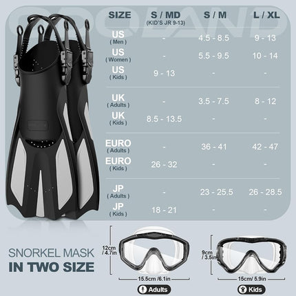 Snorkel Set for Adults, Anti-Fog Diving Mask with Dry Top Snorkel & Swim Fins, Wide View Scuba Flippers Snorkeling Gear for Men Women Youth Pink M