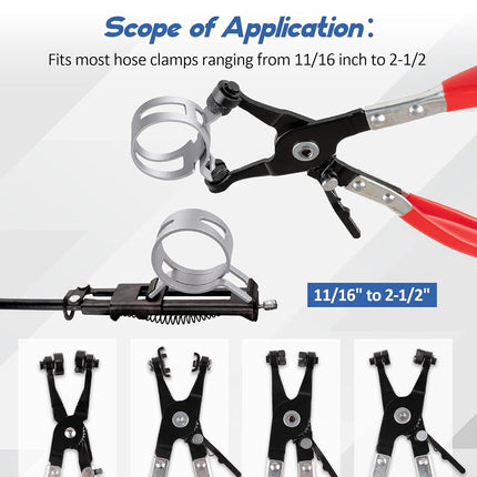 9PCS Hose Clamp Pliers Set, Hose Clamp Removal Tool for Automotive, Flexible Removing Clamps Pliers Automotive for Coolant Radiator Heater and Water Hose