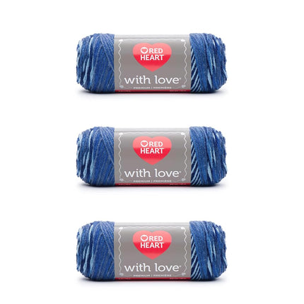 Red Heart with Love Deep Blues Yarn - 3 Pack of 14