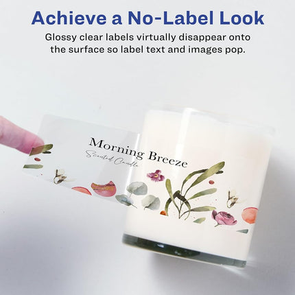 Avery Glossy Clear Rectangle Labels with Sure Feed, 1.5" x 7.5", 250 Glossy Clear Labels, Print-to-The-Edge, Laser/Inkjet Printable Labels