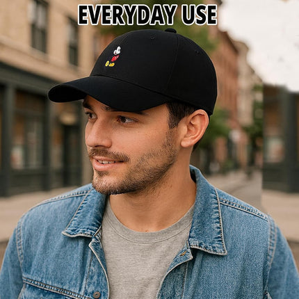 Disney Men's Mickey Mouse Baseball Cap, Snap-Back Dad Hat, Black, L-XL