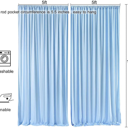 AK TRADING CO. 10 feet x 10 feet Polyester Backdrop Drapes Curtains Panels with Rod Pockets - Wedding Ceremony Party Home Window Decorations - Light Blue (DRAPE-5X10-LTBLUE)
