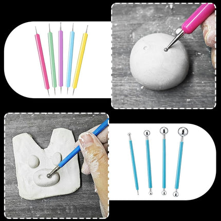 EIGTWEN 100ml Air Dry Clay Glaze and 29pcs Clay tools kit, Matte Clay Varnish Protects Clay from Surface Wear, Pottery Tools Can be Used for Stippling, Carving, Molding, and Shaping Clay Crafts(Matte)