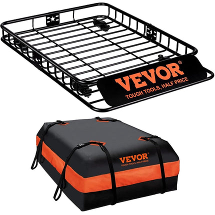 VEVOR Roof Rack Cargo Basket,130 x 91cm Rooftop Ca