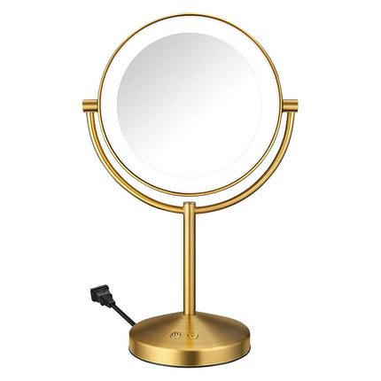 Conair Lighted Makeup Mirror, Double-Sided LED Vanity Mirror with 1X/10X Magnification, 3 Light Settings, 3 Modes, 360� Rotation, Brushed Brass Finish