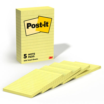 Post-it Notes, 4 in x 6 in, 5 Lined Sticky Notes P