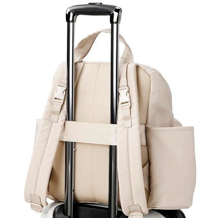 Skip Hop Diaper Bag Backpack with Portable Changing Pad Adjustable Pocket for 30 oz. Tumblers 9 Total Pockets Insulated Packing Cubes Luggage Sleeve & Stroller Straps Fits a 14” Laptop Forma Next Oat