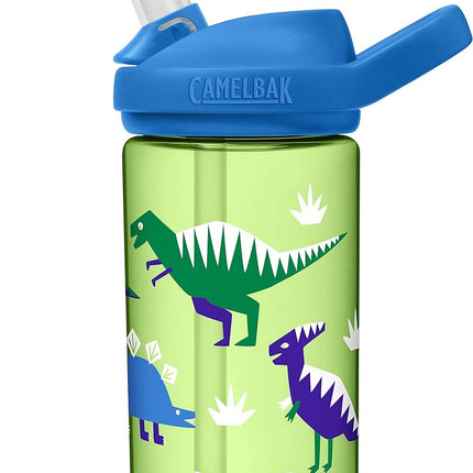 CamelBak Eddy+ Botella de agua infantil de 400 ml con Tritan Renew – Tapa con pajita, a prueba de fugas cuando está cerrada, Hip Dinos