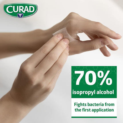 Tampons imbibés d'alcool Curad, lingettes antiseptiques, 400 unités, tampons stériles de taille moyenne, emballés individuellement - Idéal pour la préparation cutanée avant injection