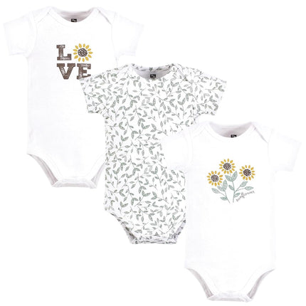 Hudson Baby Unisex Bodysuits de algodón para bebé, Girasol Amor, Recién nacido