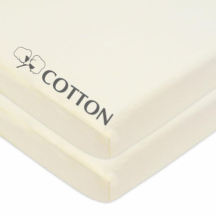 American Baby Company 2 Pack 100% Natural Cotton Value Jersey Knit Fitted Pack N Play Playard Sheet, Ecru, Soft Breathable, for Boys and Girls