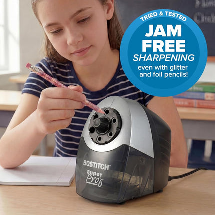 Bostitch Office SuperPro6 Commercial Pencil Sharpener with 6 Holes and Industrial Motor, Gray