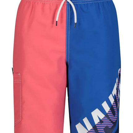Nautica Boys' Swim Trunk with UPF 50+ Sun Protection, Tailwinds Teaberry, 7