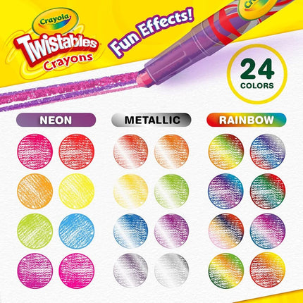 CRAYOLA Twistables Special Effects Colouring Crayons - Assorted Colours (Pack of 24), Simply Twist for More Colouring Fun - No Need to Sharpen, Ideal for Kids Aged 3+