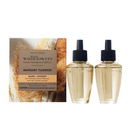 Bath & Body Works Home MAHOGANY TEAKWOOD Wallflowers 2-Pack Refills (2 Fragrance Bulbs at .8 fl oz / 24 ml)