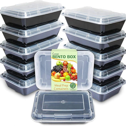 Enther Meal Prep Containers 12 Pack 1 Compartment Single Lids Food Storage Bento BPA Free | Stackable | Reusable Lunch Boxes, Microwave/Dishwasher/Freezer Safe Portion Control (28 oz)