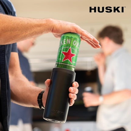 Huski Big Can Cooler | NEW | Premium 440ml & 500ml Beer & Energy Drink Cooler with Detachable 3-in-1 Opener | Triple Insulated | Keeps Cans up to 10x Colder | Doubles as a Tumbler (Brushed Stainless)