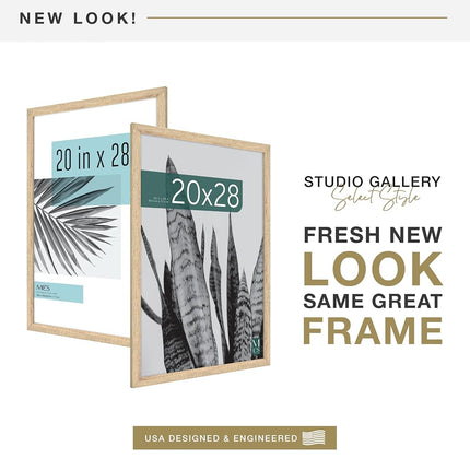 MCS Studio Gallery 20x28 Picture Frame Natural Woodgrain, Photo Frame for Photos, Posters & Art Prints (1-Pack)