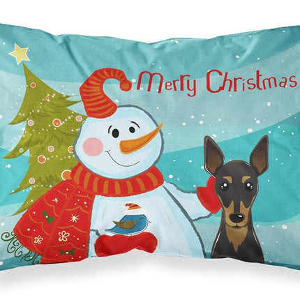 Caroline's Treasures BB1860PILLOWCASE Snowman with Min Pin Fabric Standard Pillowcase, Standard, Multicolor