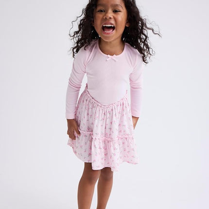 The Children's Place Baby Girls' One Size and Toddler Long Sleeve Fashion Dress, Valentine Hearts, 6-9 Months