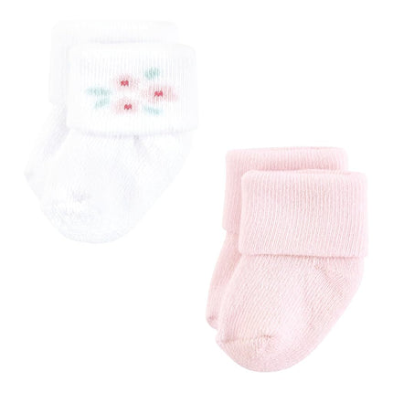 Hudson Baby Unisex Baby Cotton Rich Newborn and Terry Socks, Tiny Flowers, 0-6 Months, Tiny Flowers, 0-6 Months