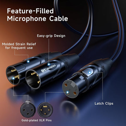 Cable Matters 2-Pack XLR Splitter Cable, Female to 2X Male, 1.5ft