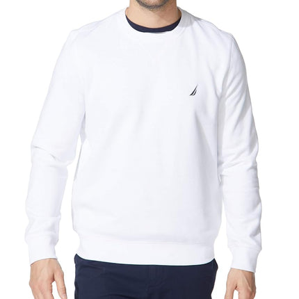 Nautica Men's Basic Crew Neck Fleece Sweatshirt, Bright White, L