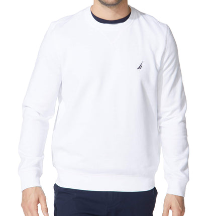 Sudadera Básica de Cuello Redondo de Forro Polar Nautica para Hombre, Blanco Brillante, XXL
