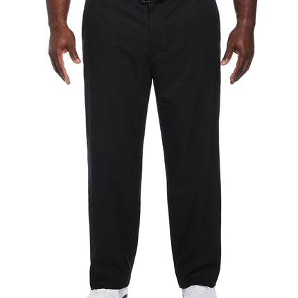 PGA TOUR Men's Golf Pants with Expandable Waistband, Flat Front, Moisture-Wicking, Sun Protection, Stretch Lightweight Twill, Caviar Black, 33W x 32L