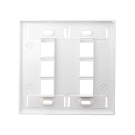 Leviton 42080-6WP 6-Port Dual Gang QuickPort Wallplate with ID Windows, White