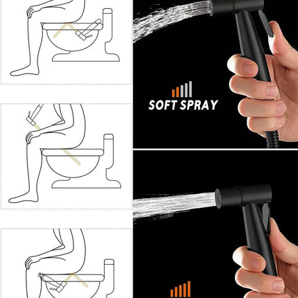 Handheld Bidet Sprayer for Toilet - Adjustable Water Pressure Jet, Bidet Attachment for Toilet, Easy Installation, Quality Stainless Steel, Durable Internals, Leakproof Design (Matte Black)