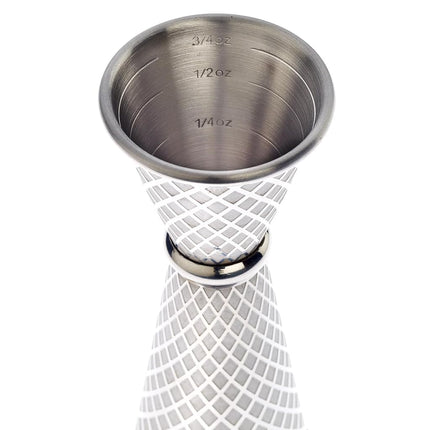 Barfly 1 x 2 oz. Diamond Lattice Etch Japanese Style Jigger, Stainless Steel