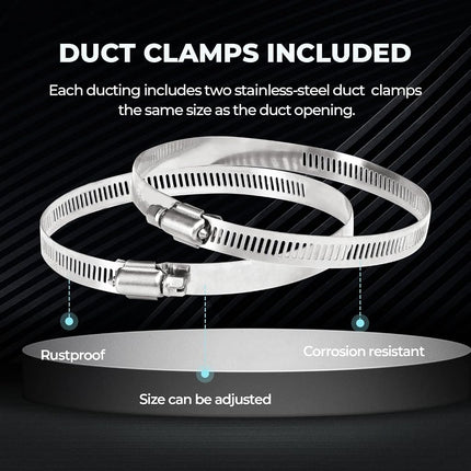 HealSmart 4" 8 Ft Aluminum Ducting Flexible, Non-Insulated with 2 Duct Clamps, Dryer Vent Hose for Heating Cooling Ventilation and Exhaust Fan