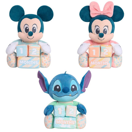 Disney Baby My First Year Mickey Mouse and Milestone Blocks, 11-inch Plush Toy, 4-pieces, Kids Toys for Ages 0+ by Just Play
