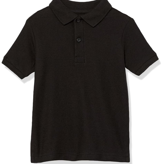 Nautica Boys' Little School Uniform Short Sleeve Pique Polo, Black, 10-12